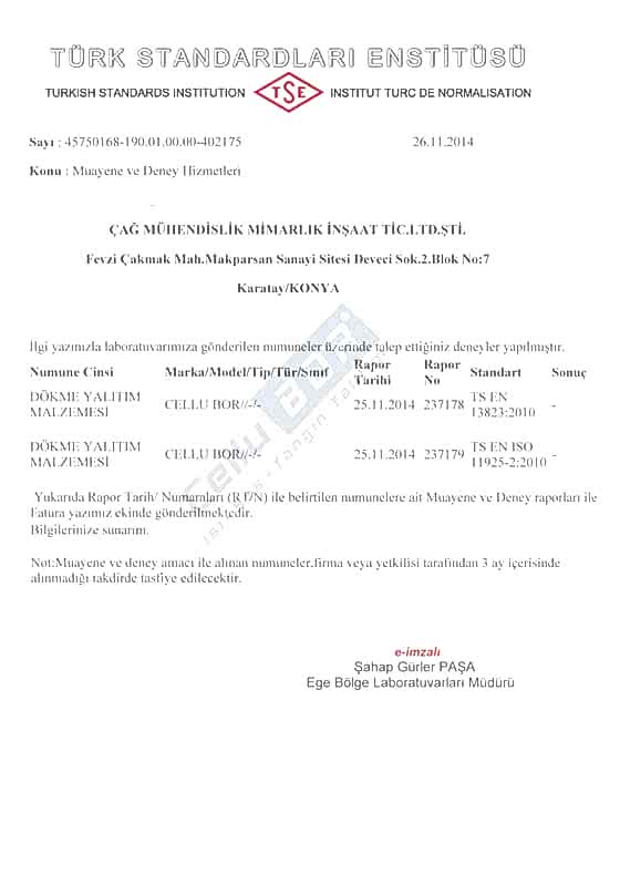 Fire Test Result