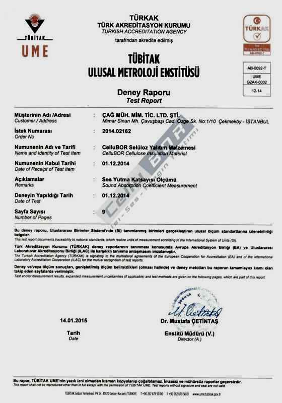 TÜBİTAK Ses Yutma Katsayısı Ölçümü